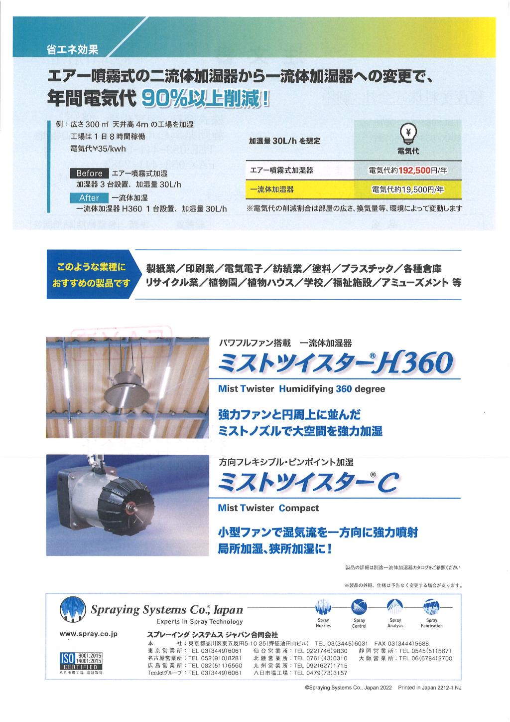 スプレーイングシステムスジャパン合同会社　　省エネ型　一流体加温器